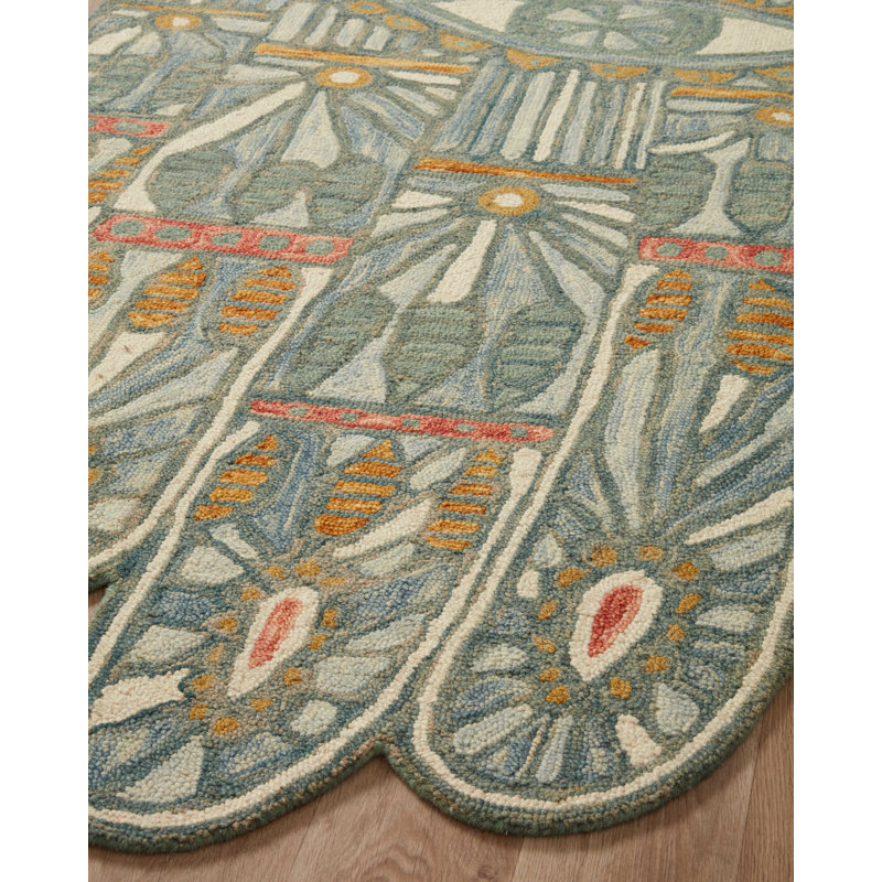 Justina Blakeney x Loloi Chaya Handmade Hand Hooked Wool Blue Rug